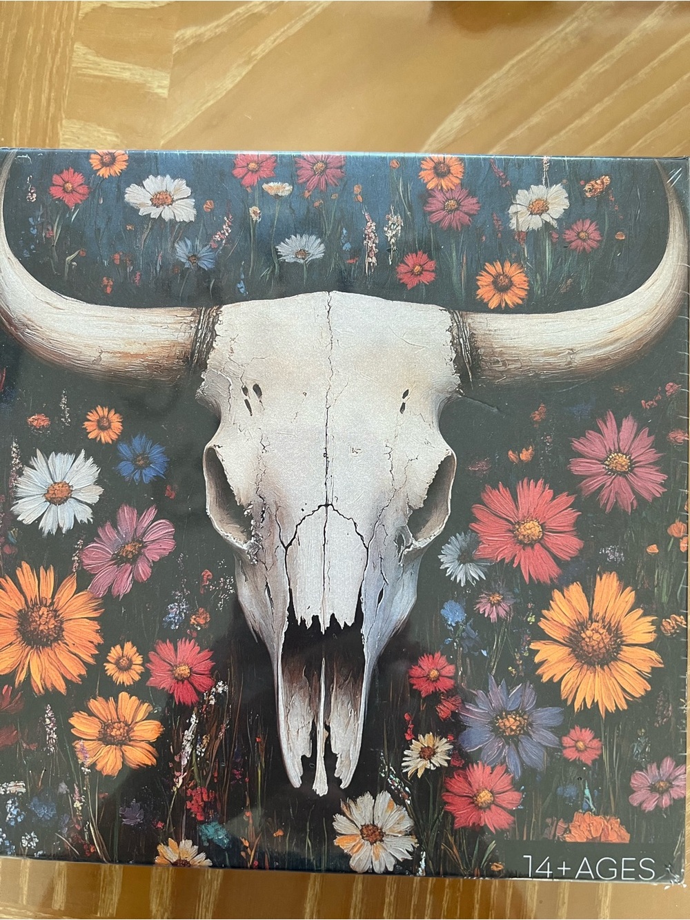 Puzzle- Wildflowers Bull Skull 1000 pc puzzle White, Orange, Pink, Blue